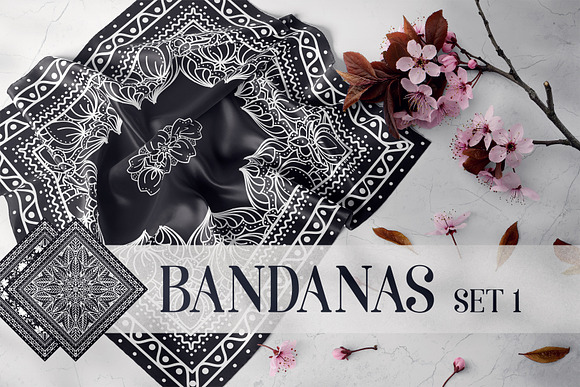 Bandanas silk scarf set 1 in Illustrations - product preview 1