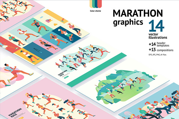 Marathon race illustrations in Illustrations - product preview 10
