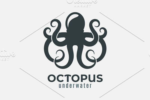 Octopus logo design on white.