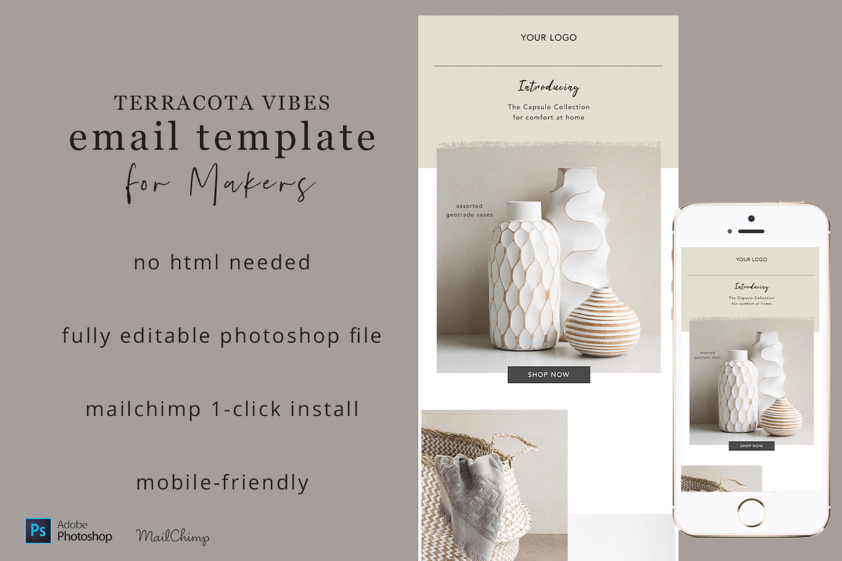 Terracotta Vibes Email Template in Mailchimp Templates - product preview 8