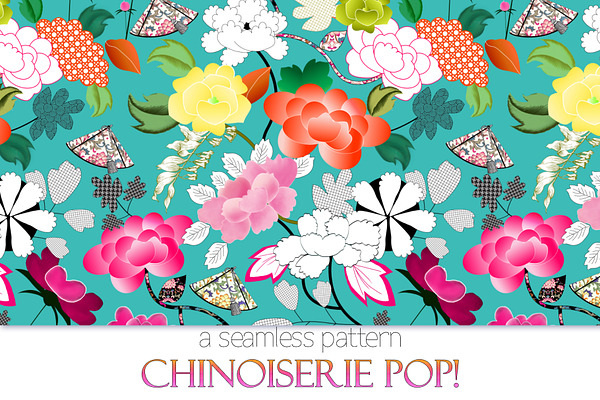 Chinoiserie POP! Seamless Pattern