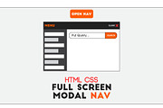Full Screen Modal Nav, Pure HTML
