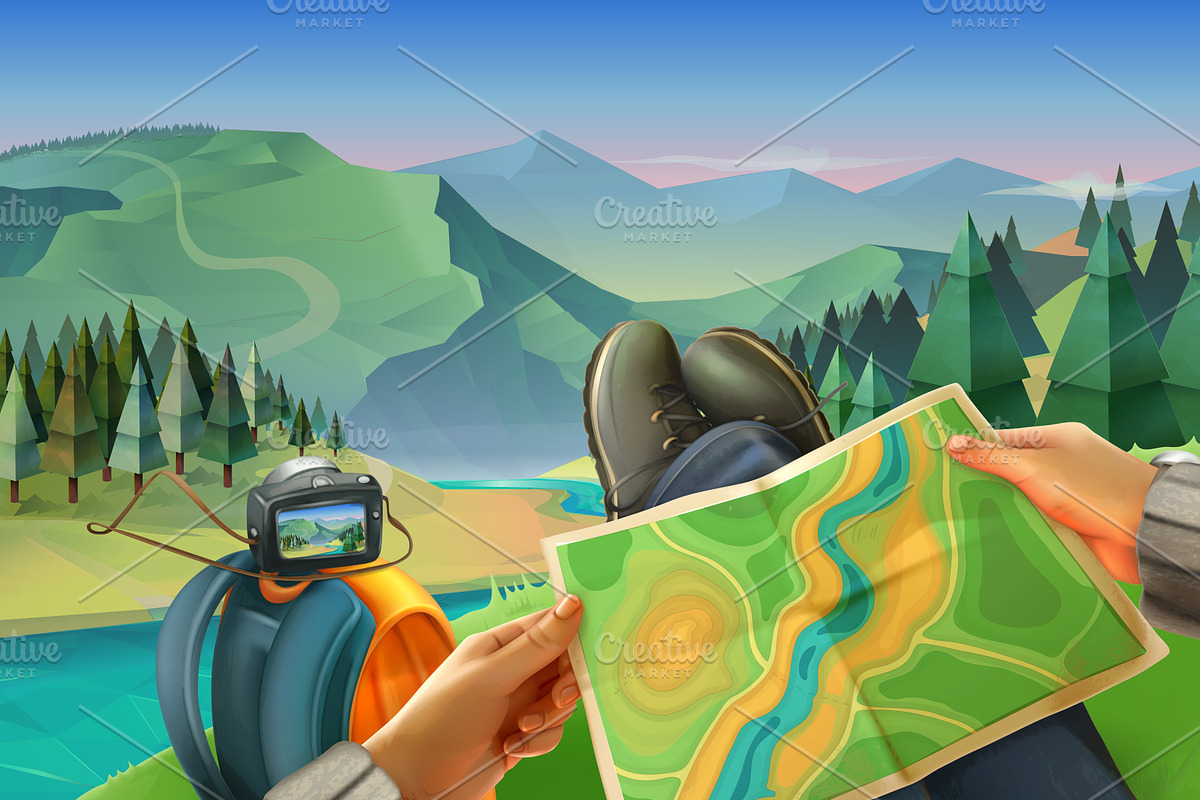 Traveler with a map in Illustrations - product preview 8