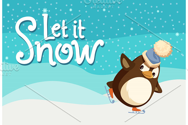 Let it Snow Greeting Card, Penguin