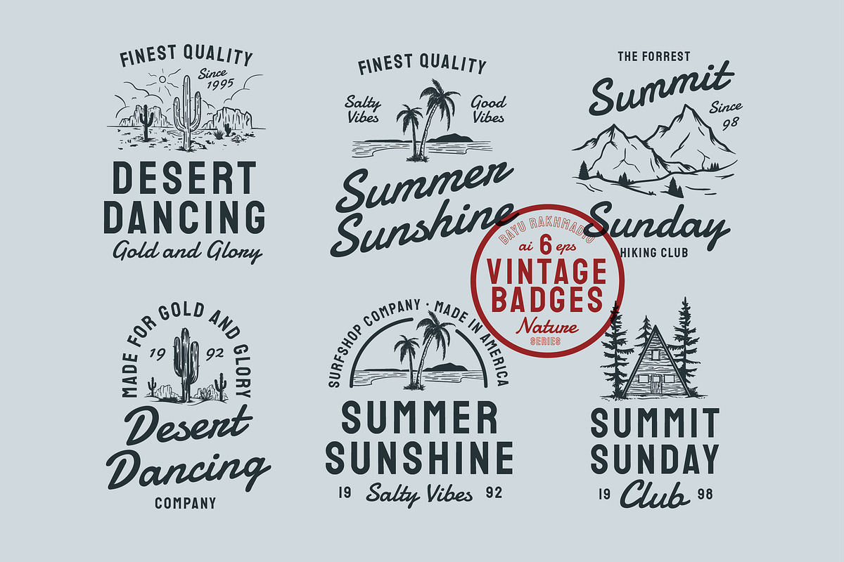 6 Nature Adventure Vintage Badges in Logo Templates - product preview 8