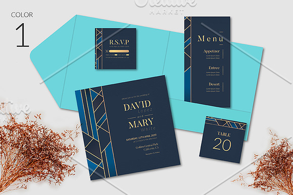 Elegant Art Deco Wedding Invitation in Wedding Templates - product preview 2