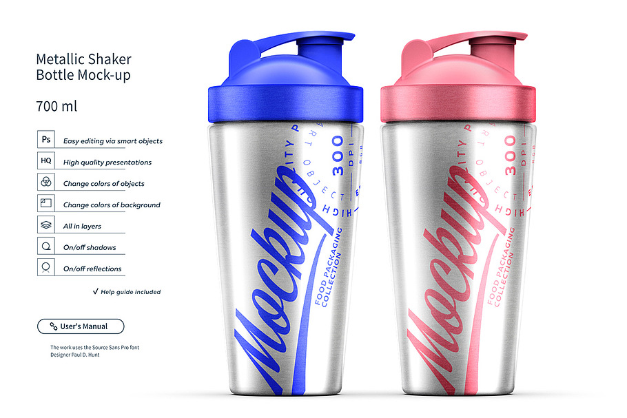 Two Metallic Shaker Bottle Mock-up in Product Mockups - product preview 8