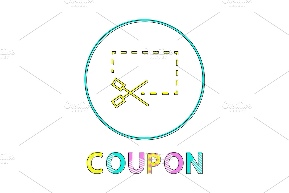 Coupon Icon with Scissors Vector in Illustrations - product preview 8