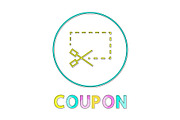 Coupon Icon with Scissors Vector