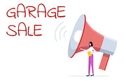 Garage Sale Woman Selling Items