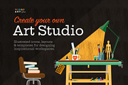 Pens, Brushes and Art Studio Icons
