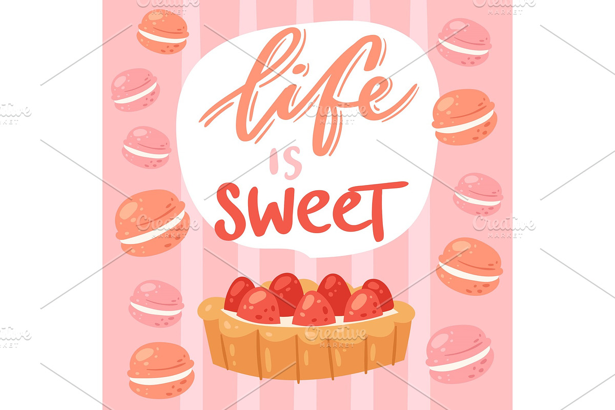 Sweet cake and macaroons and quote in Textures - product preview 8