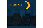 Silhouette of night city landscape