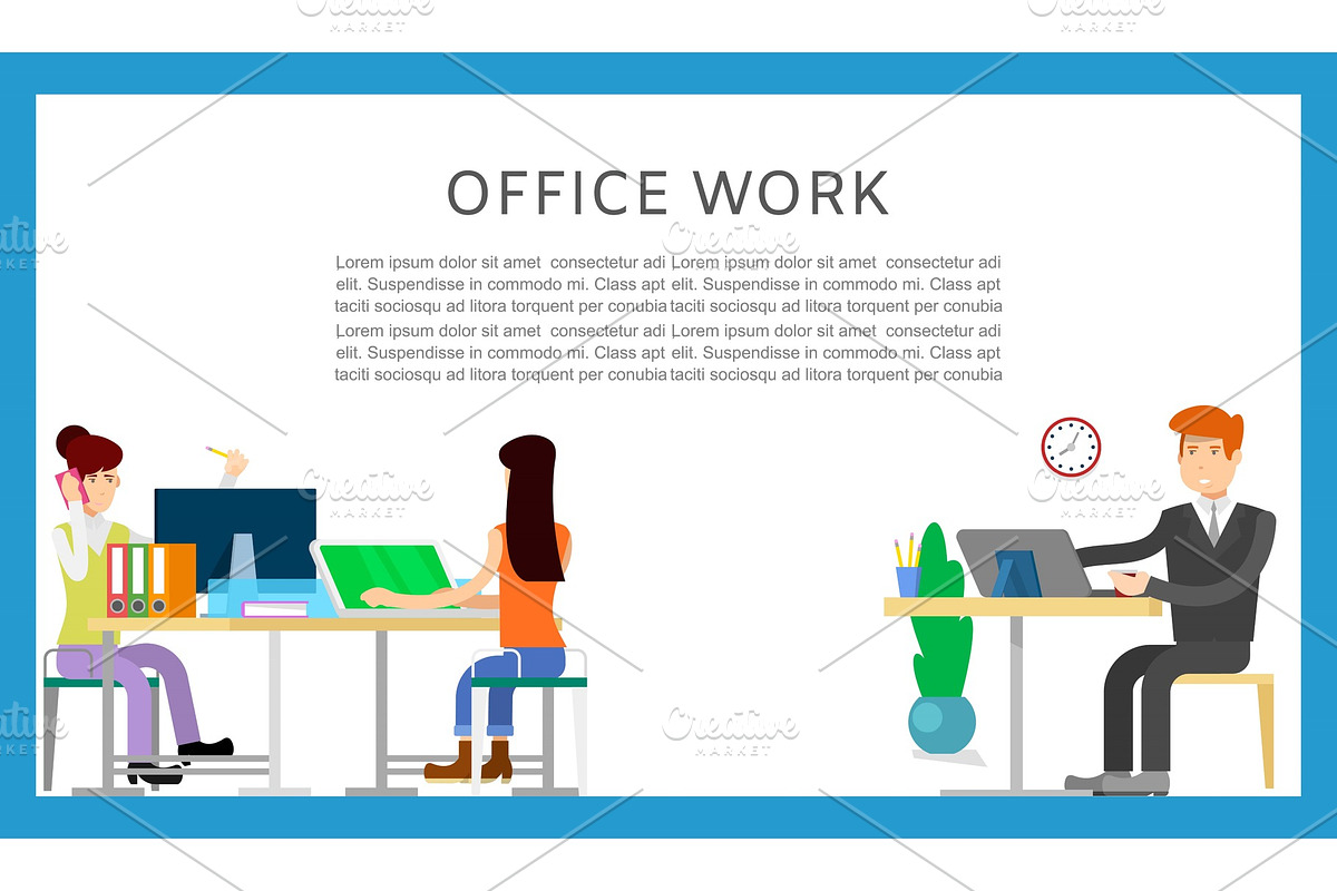Business office working cartoon in Illustrations - product preview 8
