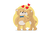 Teddy Bears Couple, Female Kisses