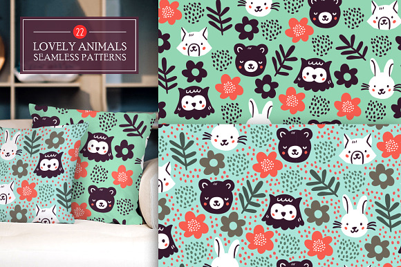 Lovely Animals 22 Patterns + Clipart in Patterns - product preview 3