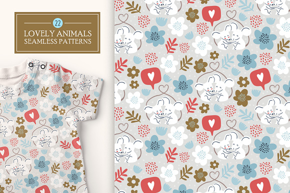 Lovely Animals 22 Patterns + Clipart in Patterns - product preview 4