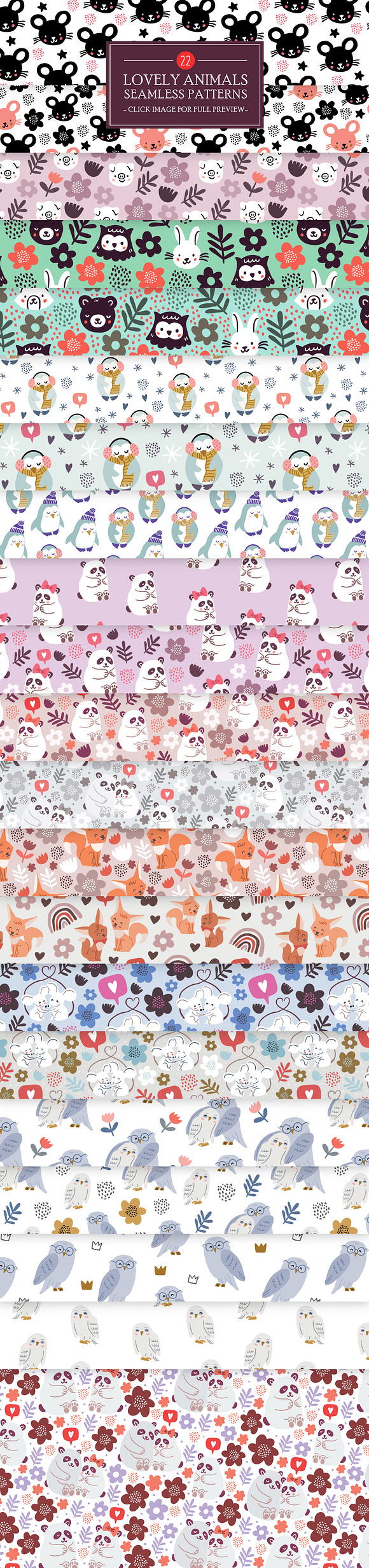 Lovely Animals 22 Patterns + Clipart in Patterns - product preview 6