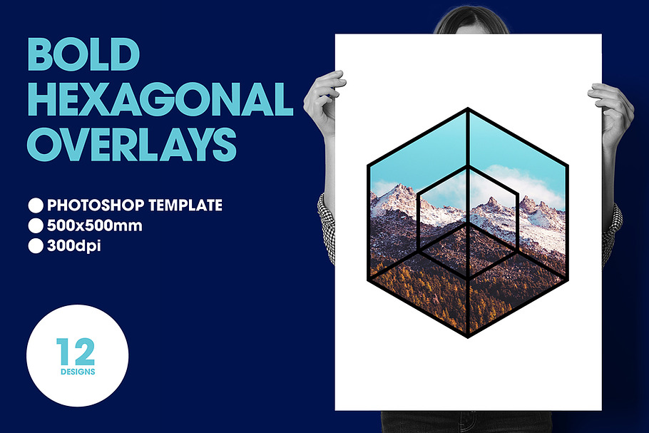 Bold Hexagonal Overlays in Print Mockups - product preview 8