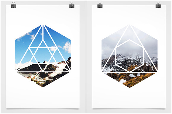 Bold Hexagonal Overlays in Print Mockups - product preview 4