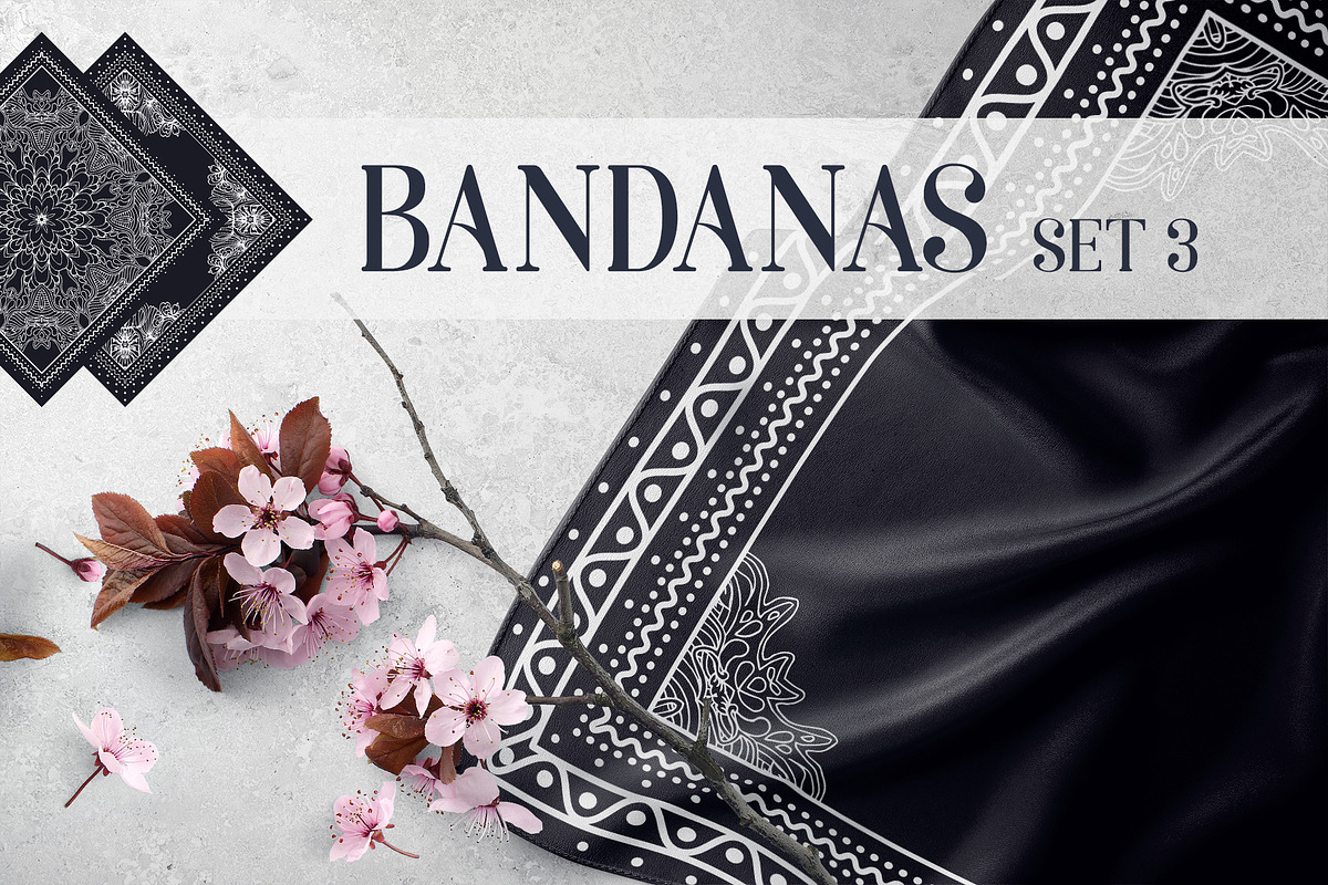 Bandanas Silk Scarf Set 3 in Illustrations - product preview 8