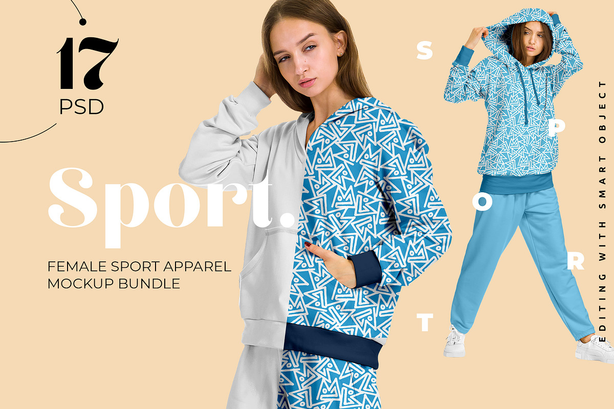 Female Sport Suit Mockup Set in Product Mockups - product preview 8