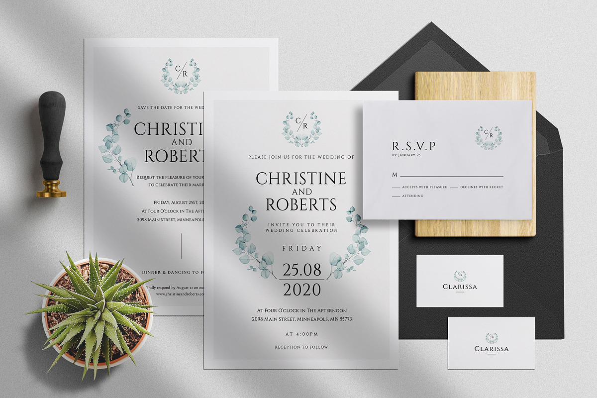 Modern Eucalyptus Wedding Suite in Wedding Templates - product preview 8