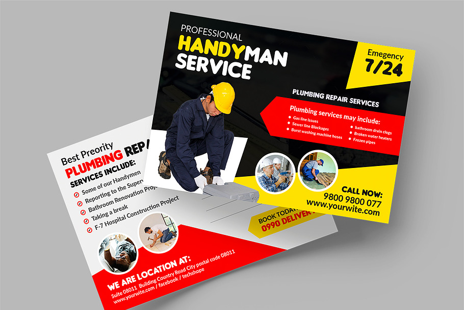 Handyman Services Postcard in Postcard Templates - product preview 8