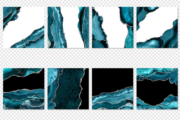 Teal & Silver Agate Borders in Textures - product preview 2