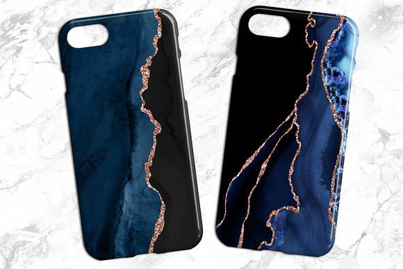 Navy & Rose Gold Agate in Textures - product preview 6