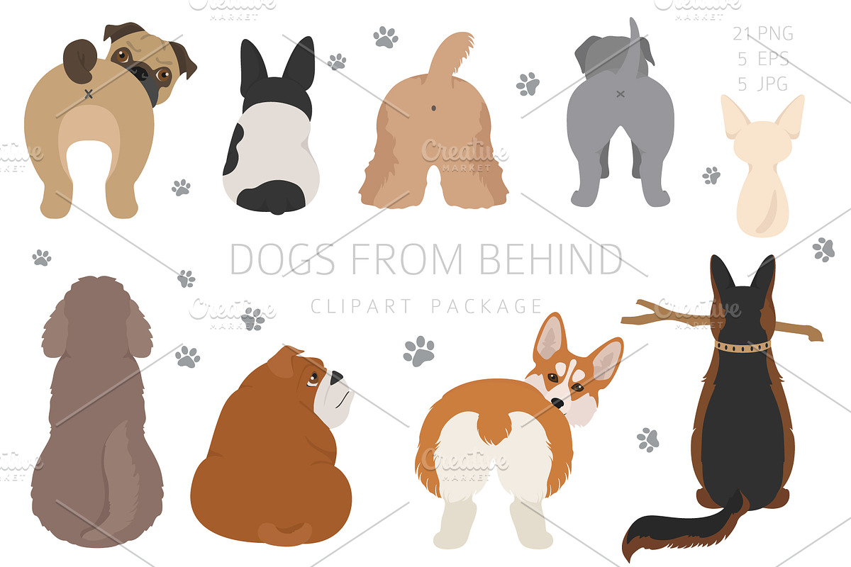 Dogs from behind set in Illustrations - product preview 8