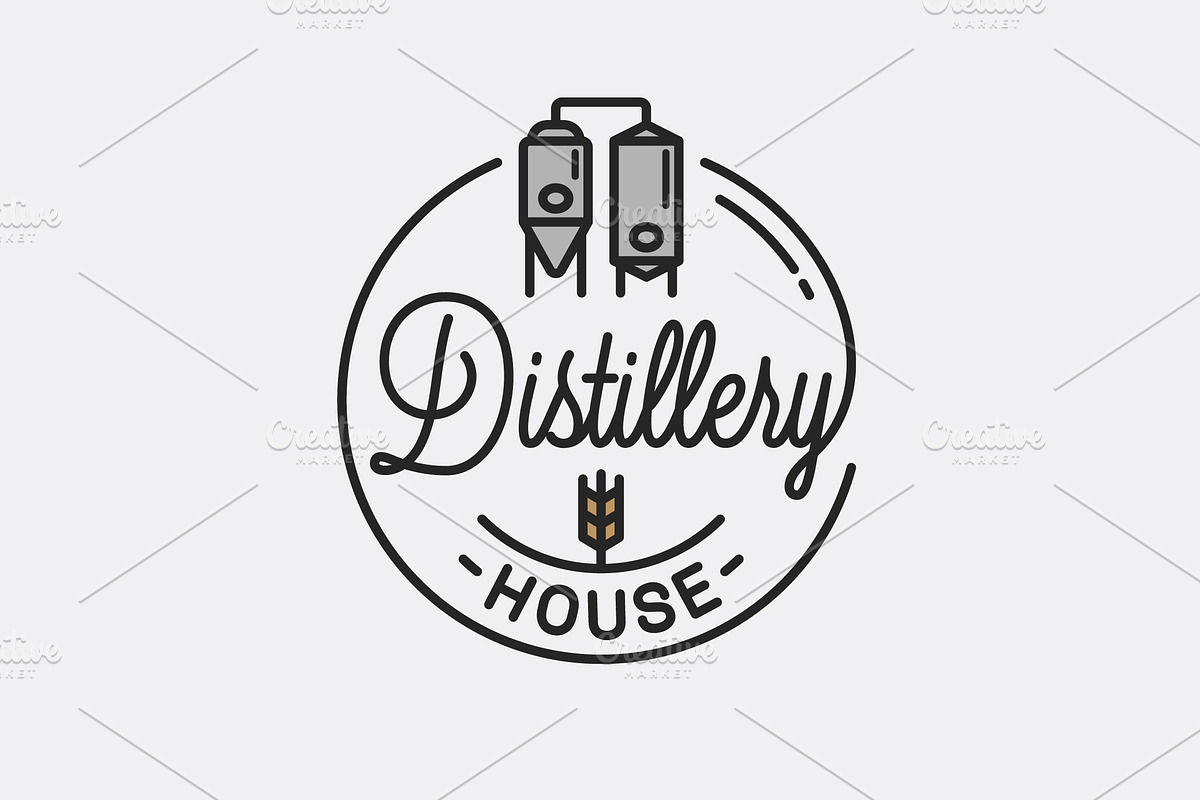 Distillery house logo. in Illustrations - product preview 8