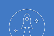 Rocket startup line art poster