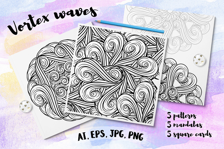 Vortex waves graphic set in Patterns - product preview 8