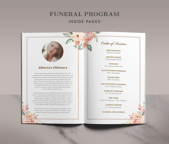 Funeral/ Memorial Card Program FP005 in Card Templates - product preview 1
