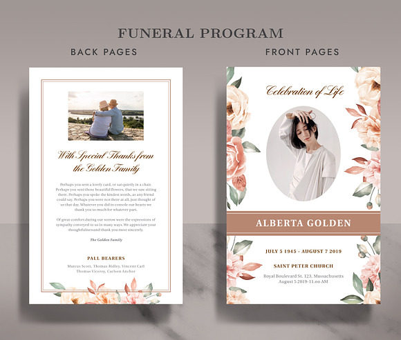 Funeral/ Memorial Card Program FP005 in Card Templates - product preview 2