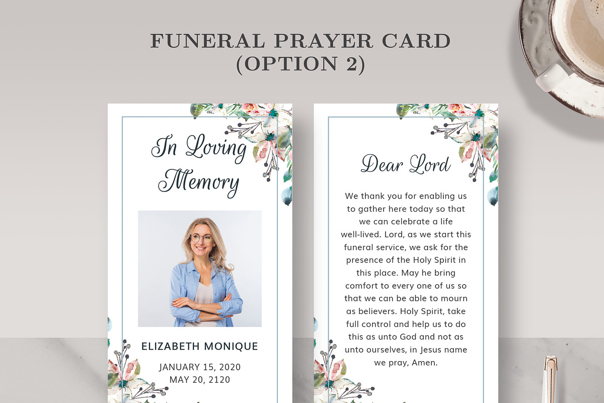Funeral/ Memorial Prayer Card PC001 in Card Templates - product preview 8