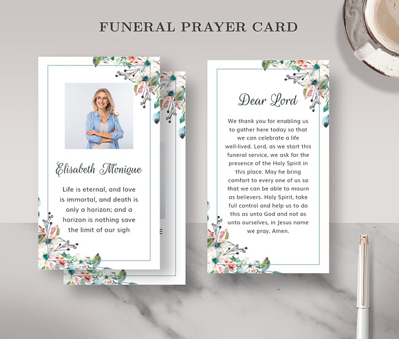 Funeral/ Memorial Prayer Card PC001 in Card Templates - product preview 3
