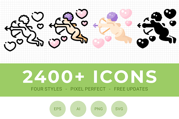 4 styles 2,400 icons - Boldround