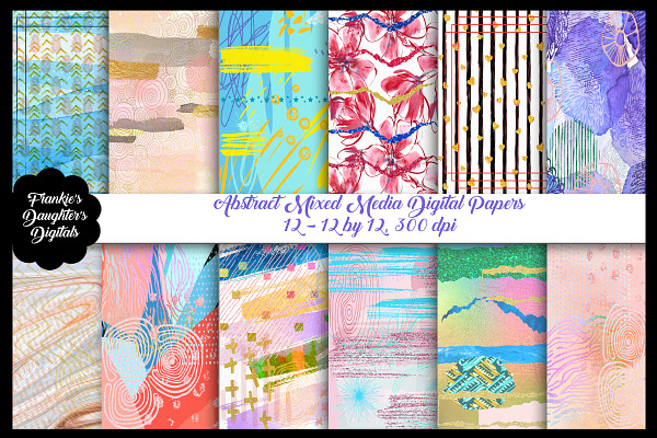 Abstract Mixed Media Digital Papers