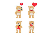 I Love You and Me Teddy Bears Vector