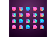 Vegetables color app icons set