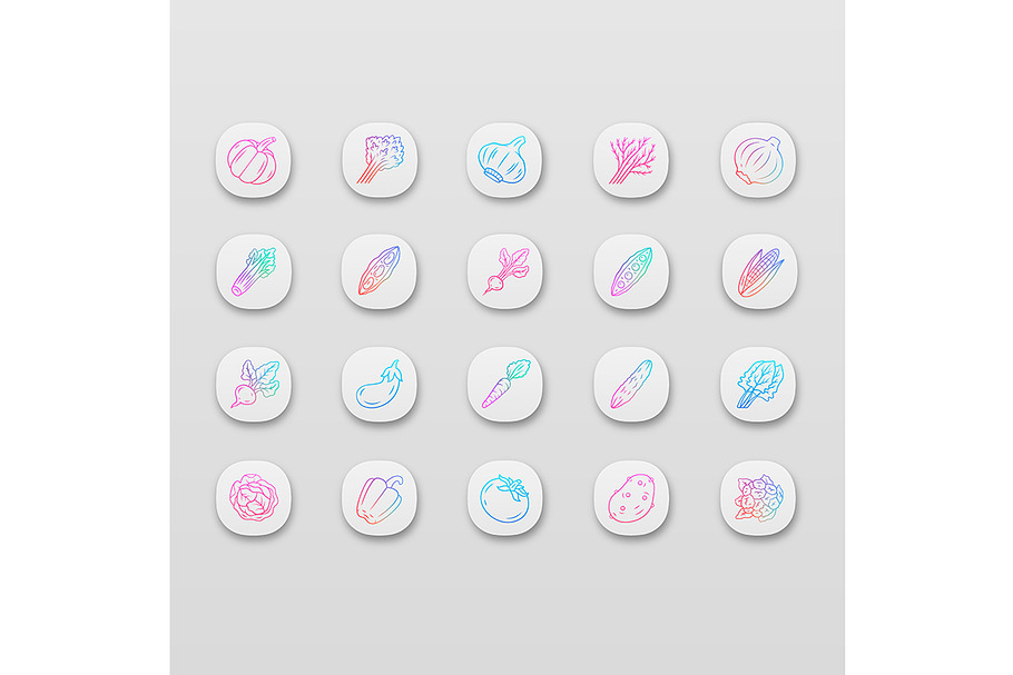 Vegetables app icons set in Icons - product preview 8