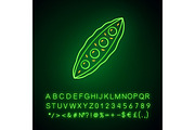 Pea pod neon light icon