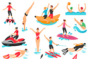Water sport icons set
