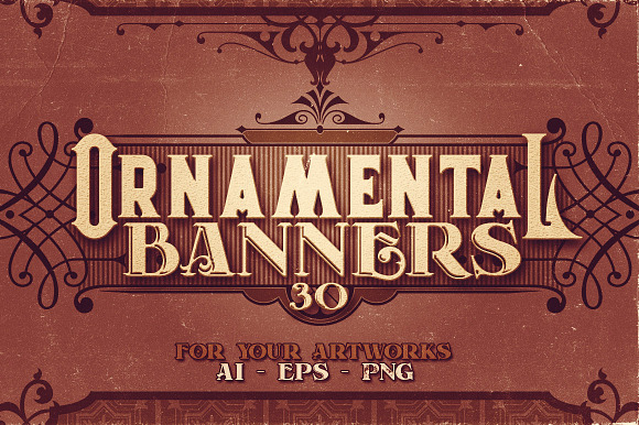 30 Vintage Ornamental Banners in Graphics - product preview 4