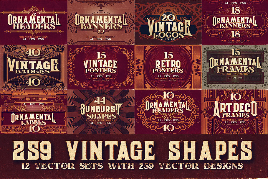 259 Vintage Shapes Bundle in Graphics - product preview 8