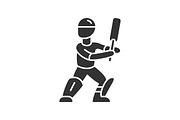Cricket player glyph icon