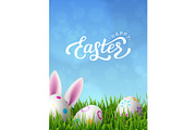 Vector Happy Easter greeting poster.