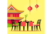 Chinese Restaurant Table and House